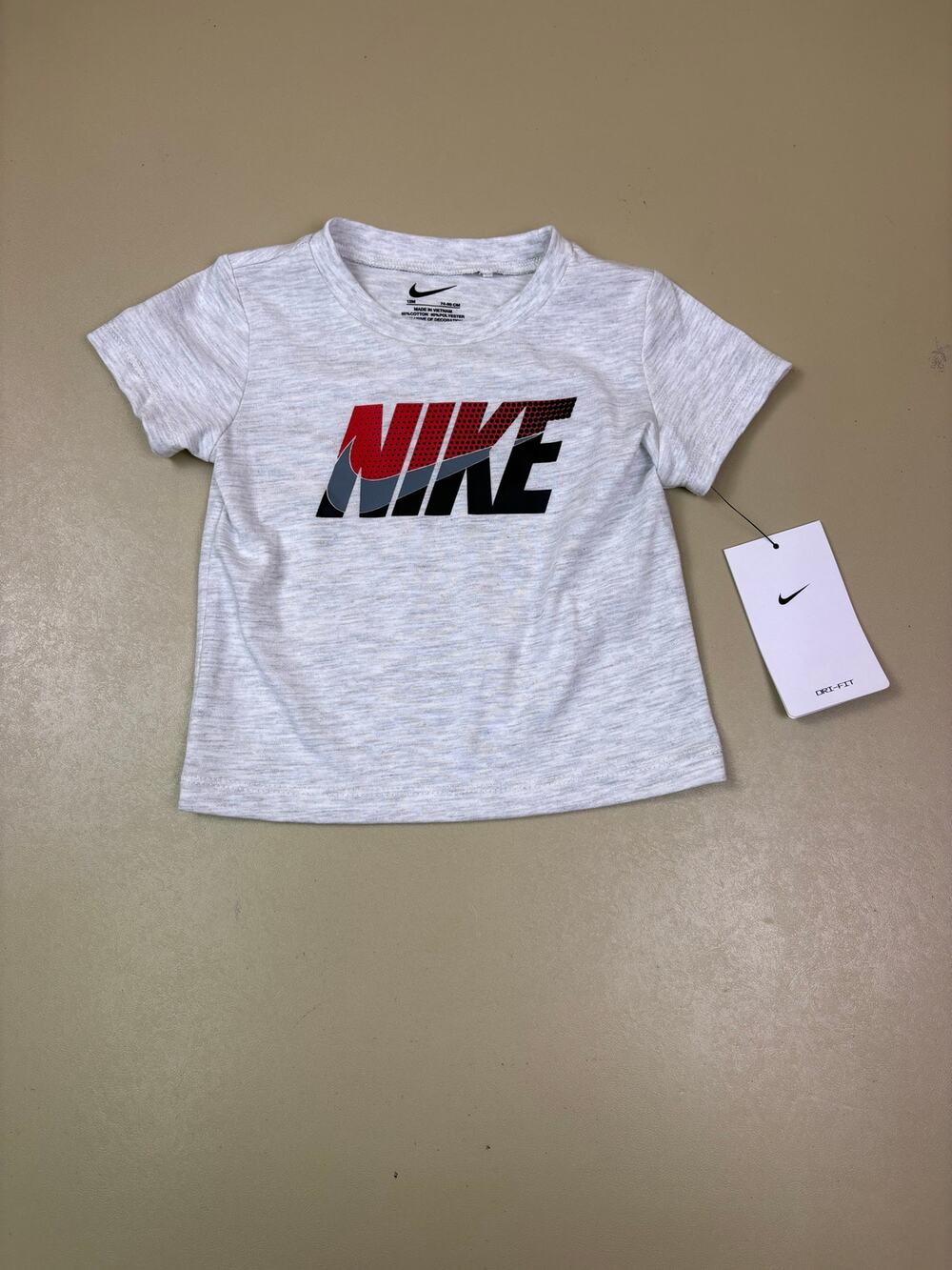 Nike Baby Boys 12M Dri-FIT Gray Logo Graphic Short Sleeve T-Shirt NWT
